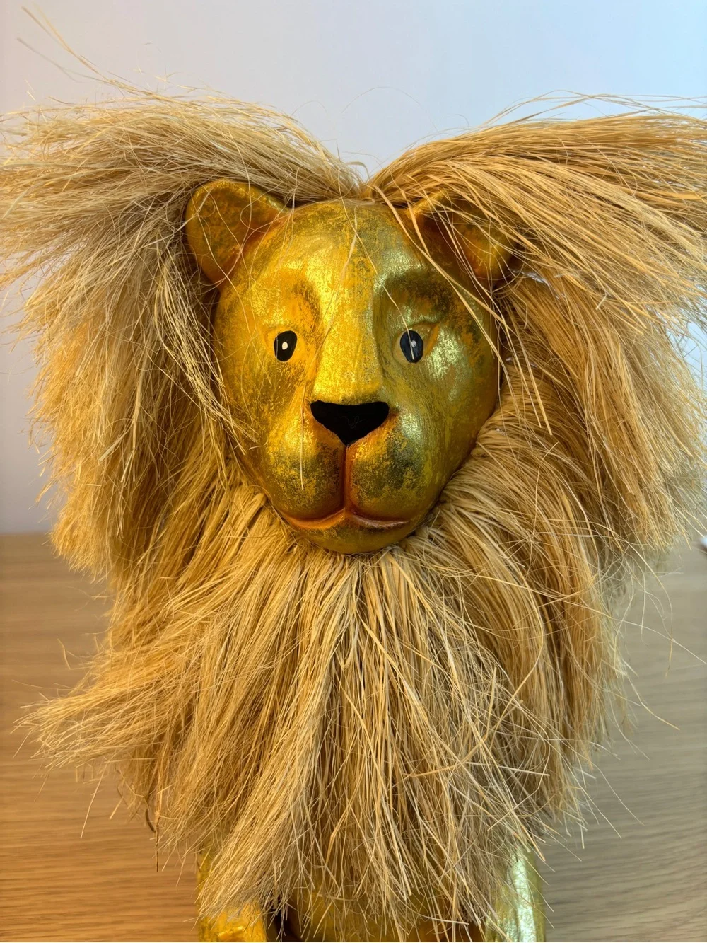 Vintage Pier 1 Imports Jointed Wooden Lion Shelf Sitter